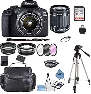 Canon EOS 2000D Rebel T7 Kit with EF-S 18-55mm f/3.5-5.6 III Lens + Accessory Bundle +TopKnotch Deals Cloth
