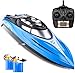 SkyCo H106 Rc Boat 2.4GHz High Speed Remote Control Electric RC Racing Boats Toy for Kids Men Girls Adults Pool Lake Outdoor Use Bonus Extra Battery (H106)