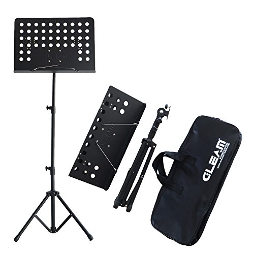 SANJOIN Adjustable Folding Music Stand Sheet Tripod Holder with Collapsible Tray&Carrying Bag Lightweight, Portable and Suitable for Violin, Guitar, Flute and Instrumental Performance