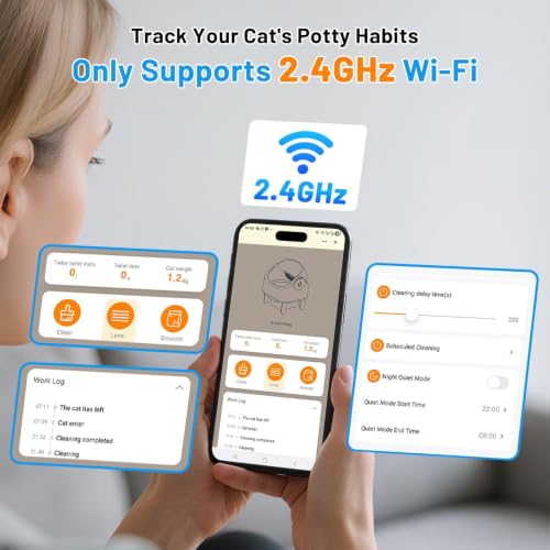 DuckSky Automatic Litter Box, Open-Top Self Cleaning Cat Litter Box for Multiple Cats, Large Capacity Robot, APP Control, Safety Protection,1 Odor Eliminator, 2 Rolls Litter Liner Bags, - Image 5