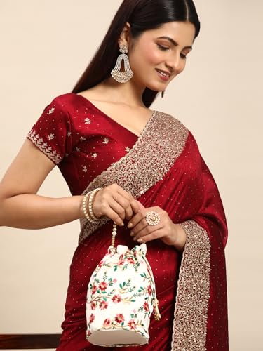 Image of Kasee Women Cherry Embellished Embroidered Designer Saree