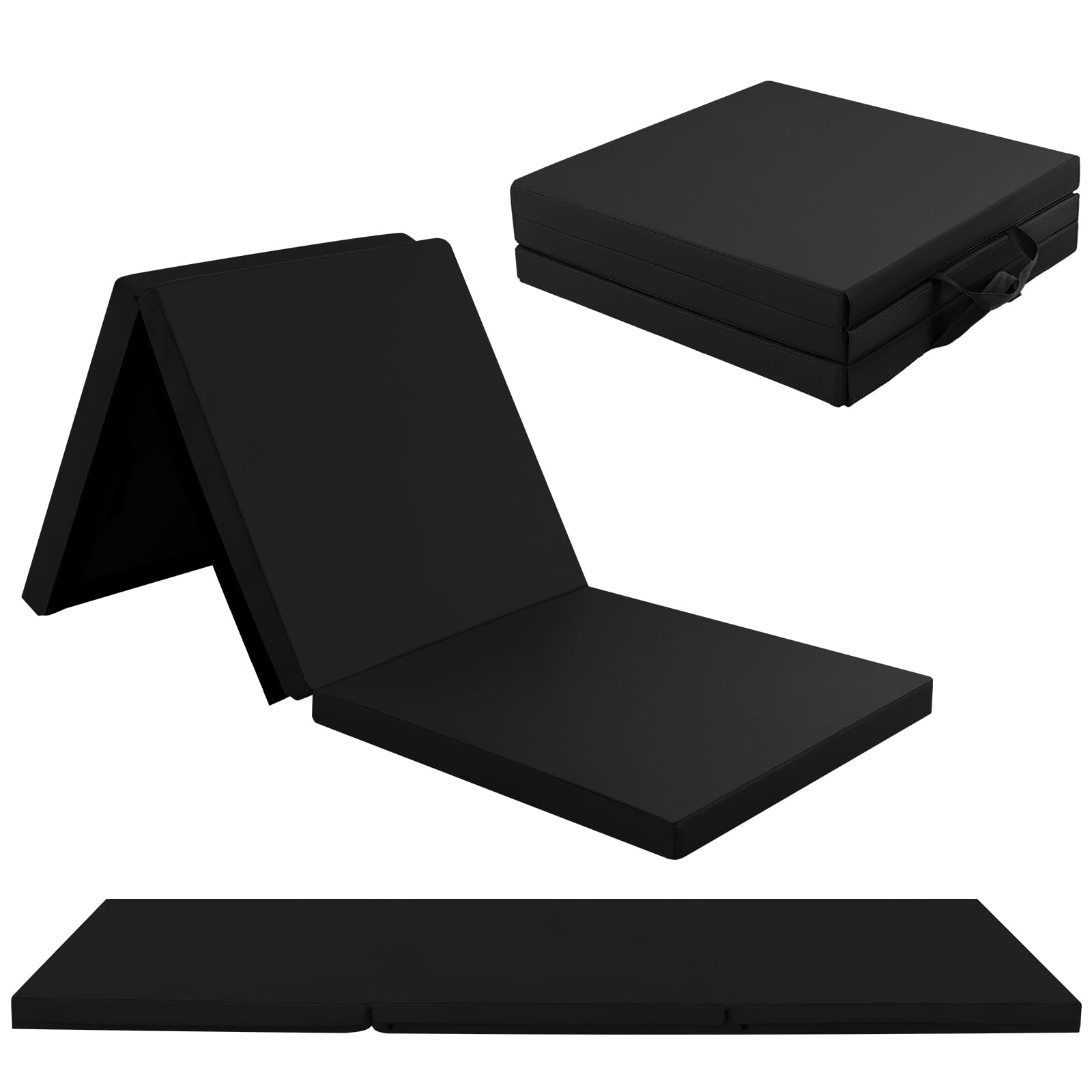 GYMAX Esterilla de Gimnasia 180 x 60 x 5 cm, Colchoneta Plegable Gimnasia con Cierre de Velcro y Asas de Transporte, Esterilla para Gimnasia, Yoga y Ejercicio Deportiva