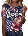 Kistore Short Sleeve Tops for Women USA Flag Crew Neck Dressy Casual Blouses Patriotic Shirts Summer Clothes 2026 XL
