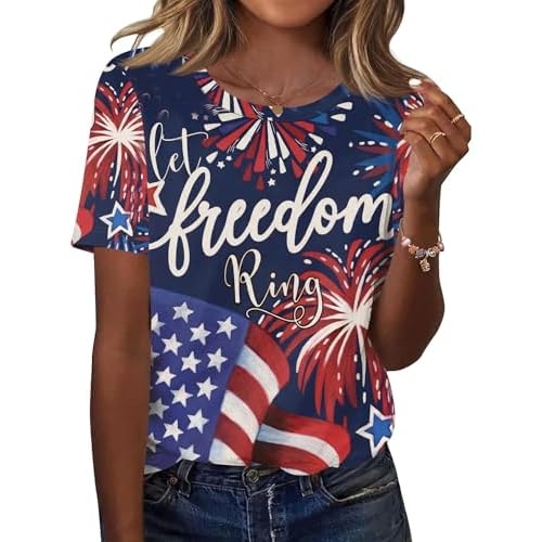 Kistore Womens Crew Neck Short Sleeve Tops Dressy Casual Blouses Summer Shirts S-3XL