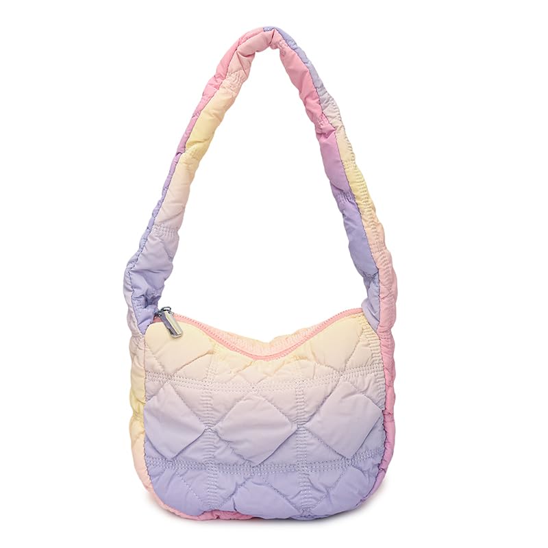 Puffer Quilted Shoulder Bag for Women Puffy Bubble Quilted Carryall Tote Bag Nylon Handbag Padded Purse