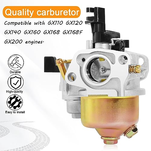 QAZAKY Carburetor Compatible with GX160 5.5HP GX200 6.5HP GX110 GX120 GX140 GX168 GX168F Generator Pressure Washer Kart Lawn Mower Water Pump Carb 16100-ZE1-814 825 16100-ZH8-W51 W61 - Image 4