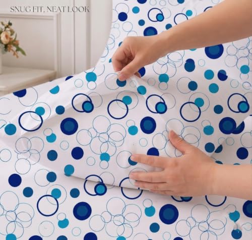 Image of IVAZA 240 TC Soft Ezyption Cotton Floral Print Single Bed Bedsheet - with 1 Pillow Covers, Hypoallergenic, Brethable, (Size- 60 x 90 Inch | White Blue