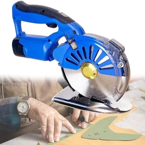 Cordless Electric Fabric Cutter, 5-Speed Rotary Cutting Machine, 40mm Cutting Thickness, Ideal for Multi-Layer Cloth & Leather, Includes 2 Rechargeable Batteries for Enhanced Portability