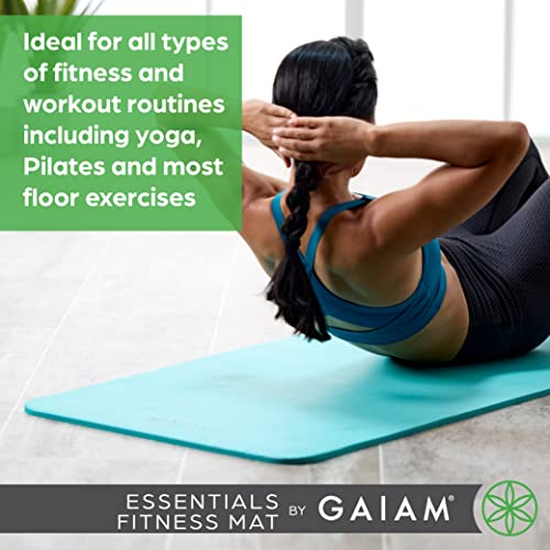 Gaiam Essentials Thick and Thin Yoga Mat Fitness & Exercise Mat with Easy-Cinch Carrier Strap