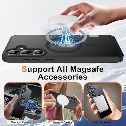 Ezanmull Coque de Protection magnétique pour Samsung Galaxy S25 FE résistante aux Chocs, 2 Films de Protection d'écran en Verre + 2 Films de Protection d'objectif d'appareil Photo, Coque Transparente – vue 2