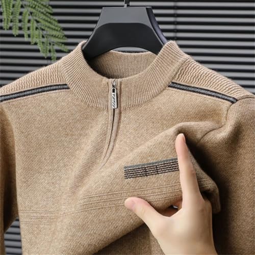 Men's Solid Color Half-Zip Pullover – Knit Sweater, Casual Long-Sleeve Jumper3