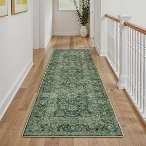 2x5 Washable Runner Rug Brown Vintage Non Slip Soft Low Pile Hallway Kitchen Rug Distressed Oriental Carpet for Laundry Bathroom Bedroom Living Room Home Decor 2' x 5' (Runner) Brown/Black