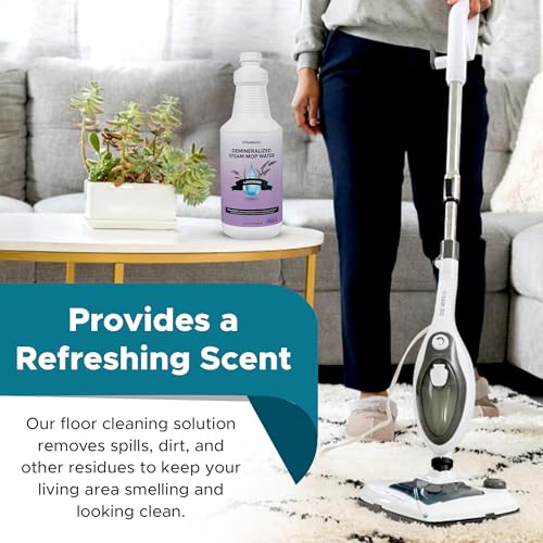 Steam & Go Demineralized Water for Steam Cleaner - PVC-Free Floor Cleaning Solution Compatible for All Steam Mops - Multi-Surface Cleaner for Home Surfaces - Lavender Scent, 32 oz