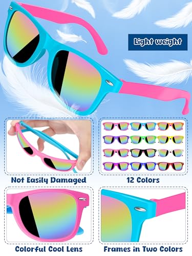 Blowata Kids Sunglasses Bulk, Neon Polarized Sunglasses for Kids, Summer Sun Glasses for Pool Beach Party3