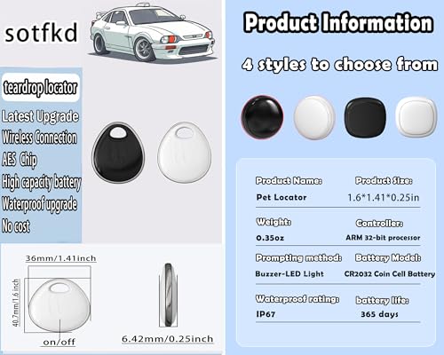 2 Pack GPS Tracker for Vehicles,Car Tracker Device Hidden for Vehicles,Tracker Device for Vehicles,GPS Tracker (Only iOS) | MFi Certificated | No Monthly Fee | Waterproof | Work with Find My