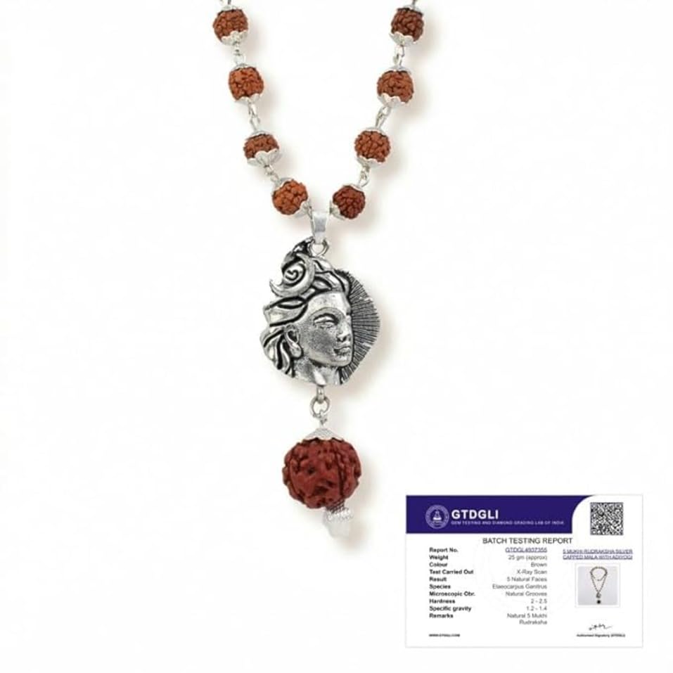 Image of Astrotalk Divya Shankh Rudraksha Mala | Nepal Origin 5 Mukhi Rudraksha Mala with Shankh Pendant for Protection, Peace & Spiritual Growth | Mala Gift for Man & Woman