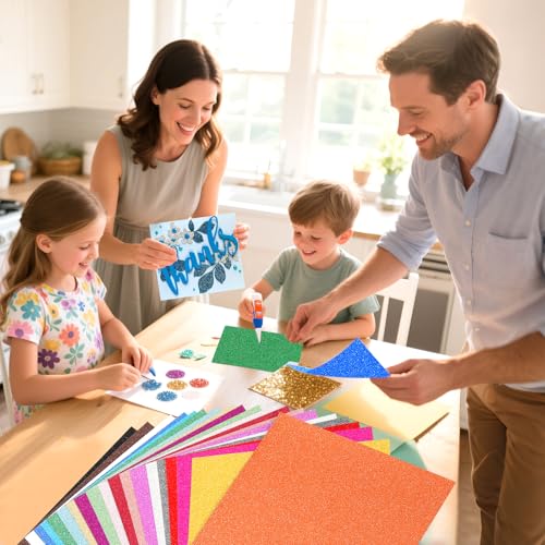 A4 Glitzer-Karton, 20 Bögen in 20 verschiedenen Farben, abriebfester Karton für Cricut, glänzendes Papier für Kartenherstellung, Bastelarbeiten, Scrapbooking und DIY-Projekte, 250 g/m²