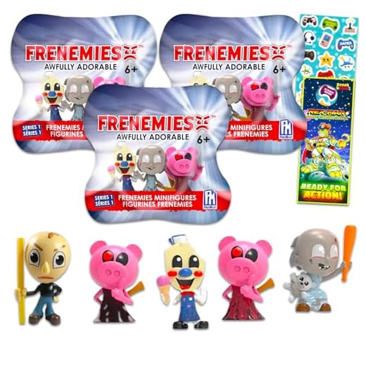 Roblox Party Favor Set - Bundle with 3 Frenemies Awfully Adorable Blind Bag Figures | Piggy, Baldi, Granny, Hello Neighbor, More Mini Toys for Kids