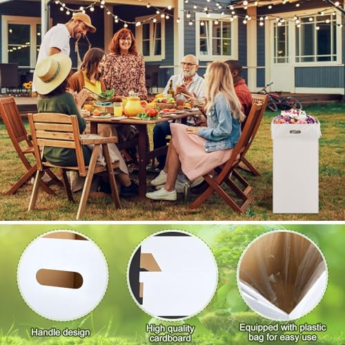 Image of 1 Pcs 13 Gallon Cardboard Trash Cans Disposable and Reusable Corrugated Cardboard Cans Recycling Bins Bulk with 2 Garbage Bags for Parties Events (13 Gallon)