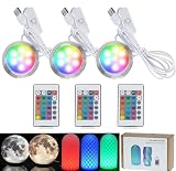 3 Stück RGB LED Lampen-Kits 001 für Bambu Lab A1 mini/P1S/P2S/X1C/X1E/A1, Makerworld 3D-gedruckt, Farbspeicherung bei Stromausfall, Fernbedienung, Dimmfunktion, DIY-Hardware-Modell-Ersatzteile