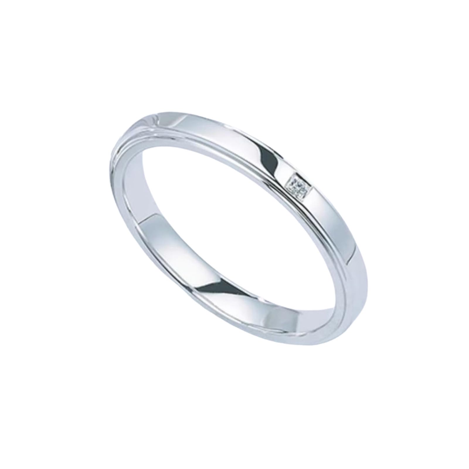 Pierścionek zaręczynowy damski, białe złoto, prawdziwe złoto próby 585, z diamentem, prosty pierścionek 2,5 mm, 14 K, dla kobiet, rozmiar 57 (18,1)
