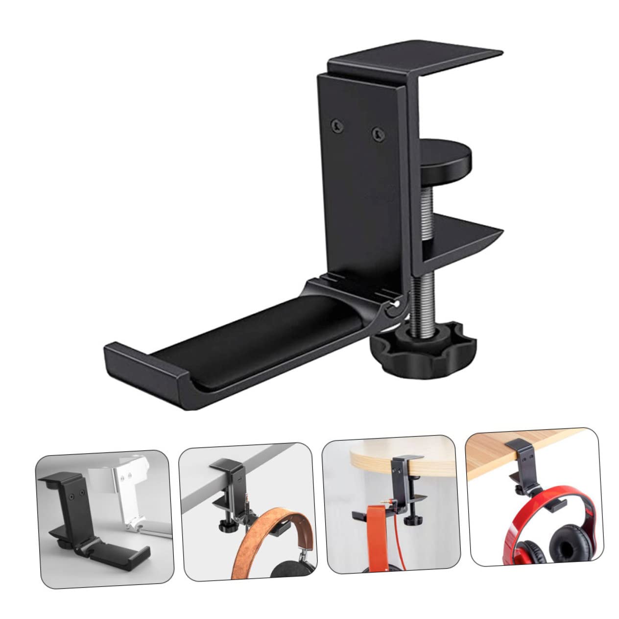 Soporte para Auriculares de Escritorio Plegable Negro de Aleación