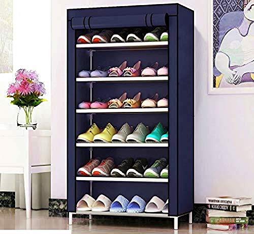 Image of CMerchants Smart Buy Home Utility Portable Space Saving 6 Layer Shoe Rack Organizer Stand Blue (Metal)
