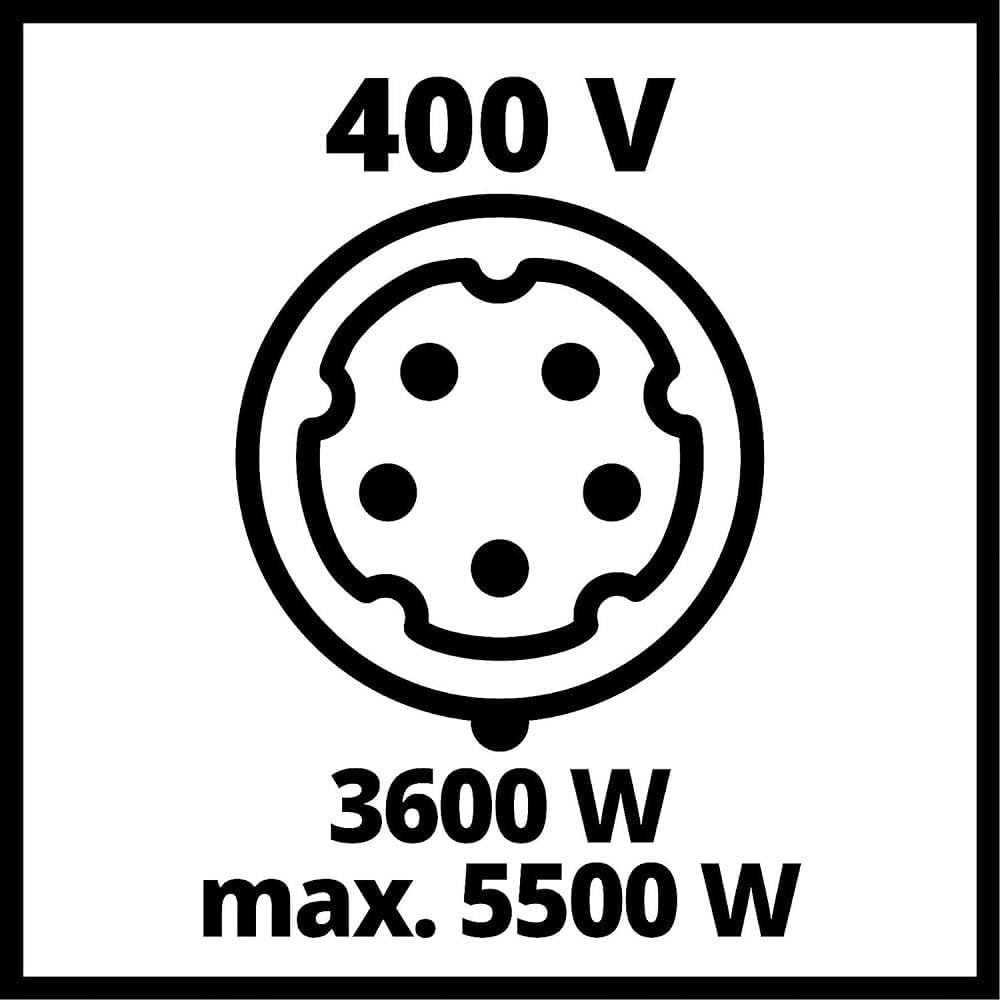 Einhell Generador eléctrico (gasolina) TC-PG 55/E5 (máx. 3600 W, motor de 4 tiempo robusto y de bajas emisiones, tomas 2 x 230V + 1 x 400V, 25 L tanque, AVR/fusible de bajo nivel de aceite)
