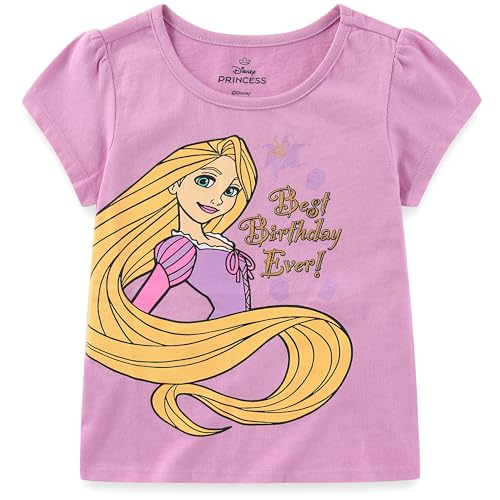 Image of Disney Princess Snow White Moana Frozen Birthday Girls Short Sleeve T-Shirt for Toddler to Big Kids