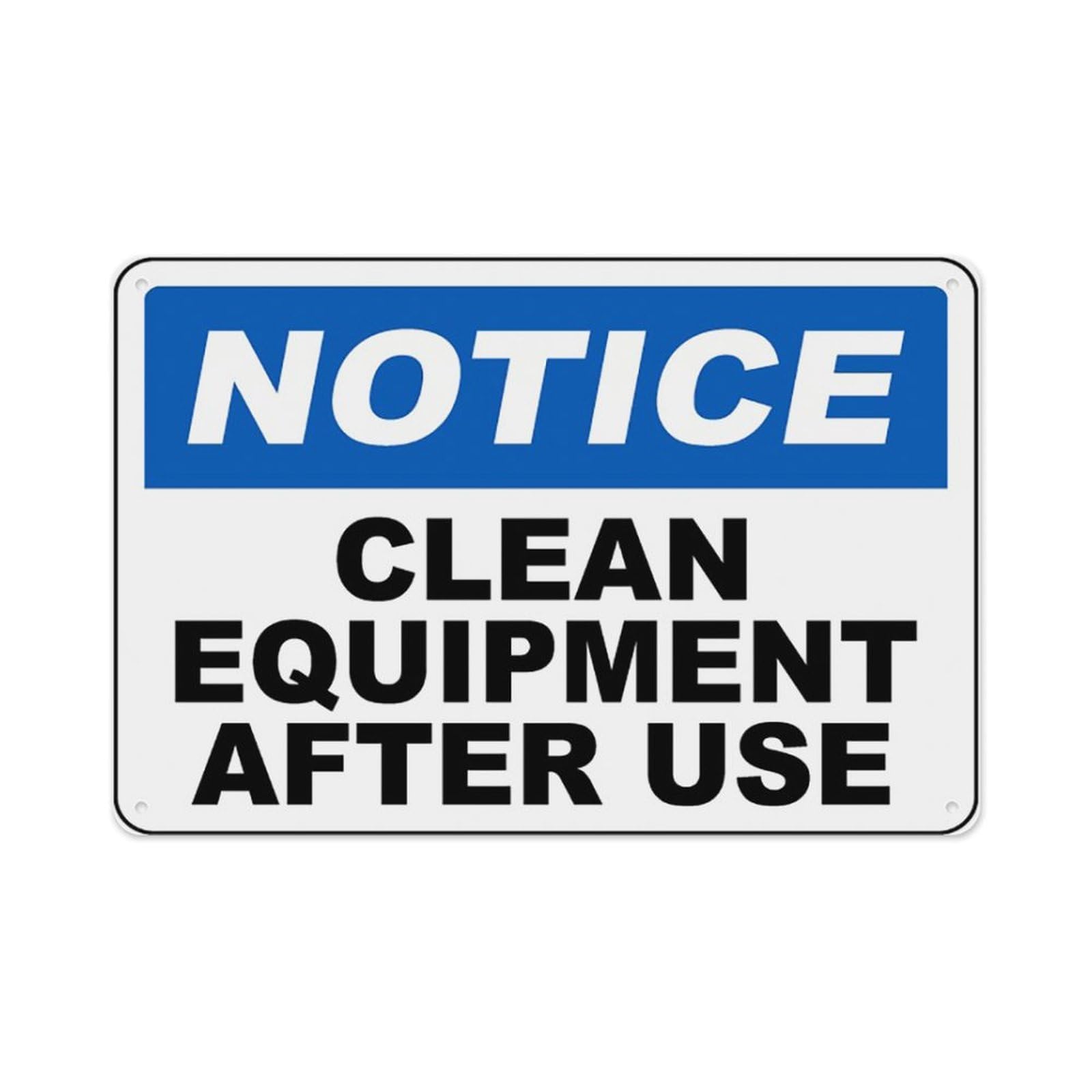 peiyeety NoticeEquipment After Use Sign Aluminum Tin Warning Signs For Home Outdoor Garden 12X16 Inches