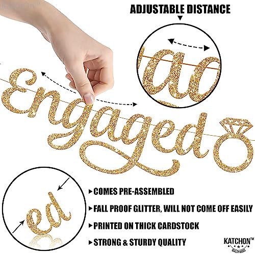 Image of Pre-Strung Glitter Photo Engaged Banner - 2 String, 10 Feet | Glitter Ring Engagement Photo Banner for Bachelorette Party Decorations | Engagement Party Decorations | She Said Yes Decoration, KatchOn