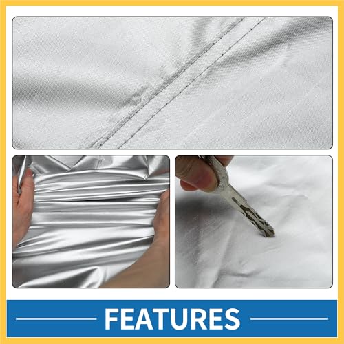 Image of Front Half Car Cover Waterproof 210x110cm Outdoor Half Cover for Car 210D Silver Tone Auto Replacement Parts