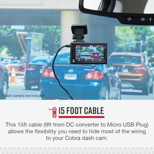 Image of Cobra 2.5A Micro USB Hardwire Kit for SC Series Dash Cams, 15ft Cable | Enables Parking Mode and Motion Detection Features (Select Models)