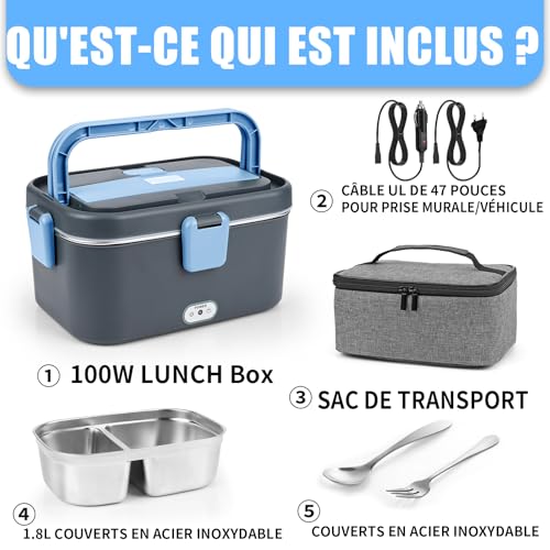 Gamelle Chauffante 100W Électrique 1,5L 12V 24V 220V Inox – Image 3