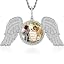 0237 Wing silver round pendant&rope chain]