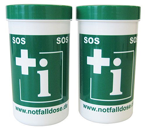 Notfalldose mit Notfall-Infoblatt und zwei Aufklebern 2 er Set