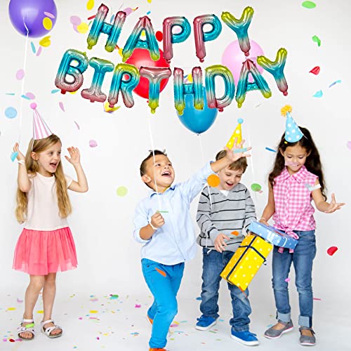 Rainbow Color Happy Birthday Banner 16 Inch Mylar Foil Letters Inflatable Balloons Birthday Party Decorations For Kids And Adults #TOP6