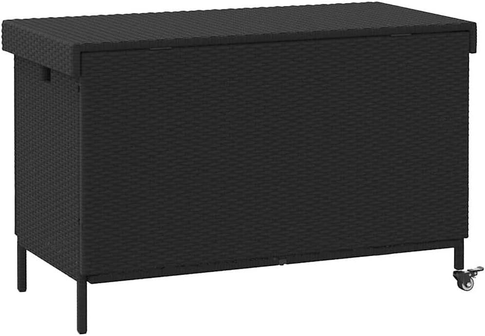 Garden Storage Box Black Poly Rattan 43.3 x 21.7 in Outdoor Furniture Storage Boxes