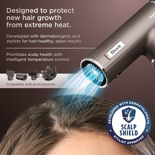 Shark SpeedStyle Pro Flex Professional Performance High-Velocity Hair Dryer System with Scalp Shield & IQ Speed Styling and Drying Suite, Lightweight, Ionic, No Heat Damage, Mocha Silver, HD542 - Image 5