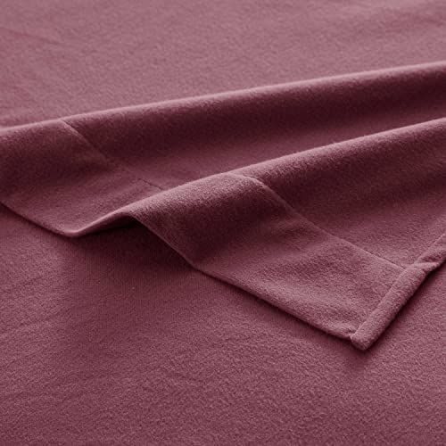 Flannel Sheets Warm and Cozy Deep Pocket Breathable All Season Bedding Set with Fitted, Flat and Pillowcases, Full, Burgundy Red