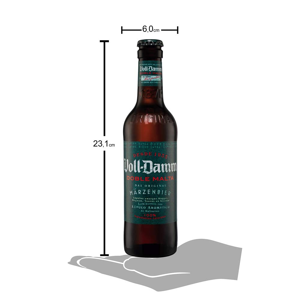 Damm - Cerveza Voll-Damm Doble Malta, Caja de 24 Botellas 33cl | Cerveza Doble Malta, Estilo Märzenbier, 100% Ingredientes Naturales, Original, en Botella