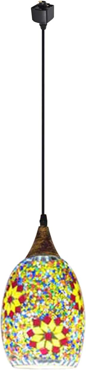 Kiven H Track Lighting Pendant, Style Stained Glass Pendant Light with 5.9 inches Wide Handmade Lamp Shade, Glass/Metal,Set of 1