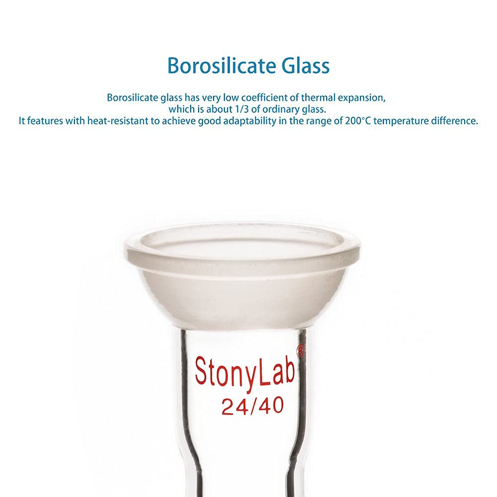 stonylab Adaptateur en Verre de Laboratoire avec Rotule, Adaptateur de Connexion en Verre Borosilicate avec Joint Sphérique Supérieur 35/20 et Joint Intérieur Inférieur 24/40