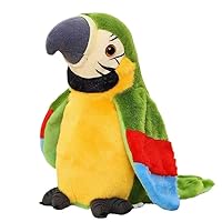 ITODA Electric Talking Parrot Plush Toy for Kids,Electronic Pet Educational Toys Cute Talking Parrot Toy Doll Lovely Speaking Record Repeat Dance Waving Wings Bird, Baby Birthday Gifts