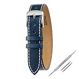 【Amazon.co.jp限定】 BAMBI 引き通し 腕時計 ベルト 牛革 8㎜ 10㎜ 12㎜ 14㎜ 抗菌防臭 レザー バンド 時計 交換ベルト ネイビー BCE235D1L-S