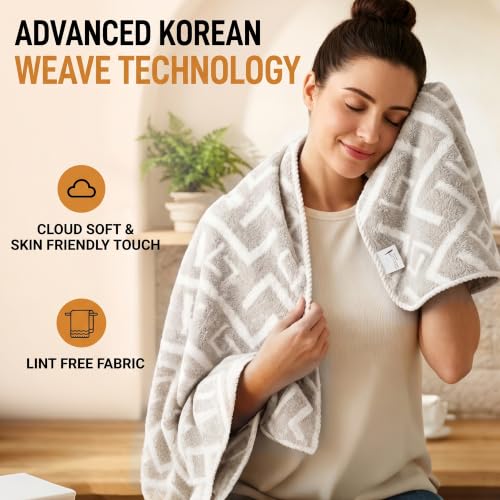 Image of Story@Home K-Cloud Luxury Bath Towel Set for Gifting, Korean Designer Towel,500 GSM, Microfiber Ultra Soft, Quick Dry 3X More Absorbent Than Cotton Towels, 1 Bath & 2 Hand Towels, Gift Box, Set 3-Grey