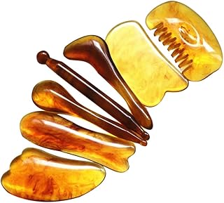 FOMIYES Kit De Cosmetologia Rolo De Massagem 7 Pçs Conjunto De Placa De Raspagem Guasha Ferramentas De Resina Ferramenta Guasha Para Massagem Facial Bastão De Massagem Placa De Massagem