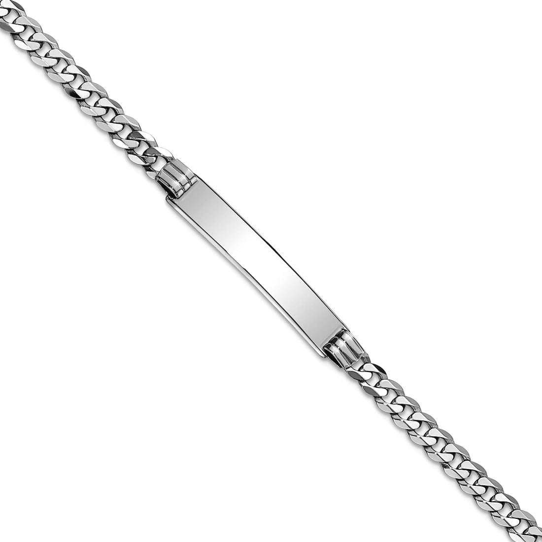 JewelryWeb 5mm 14k White Gold Flat Curb Link ID Bracelet Identification Bracelet for Women