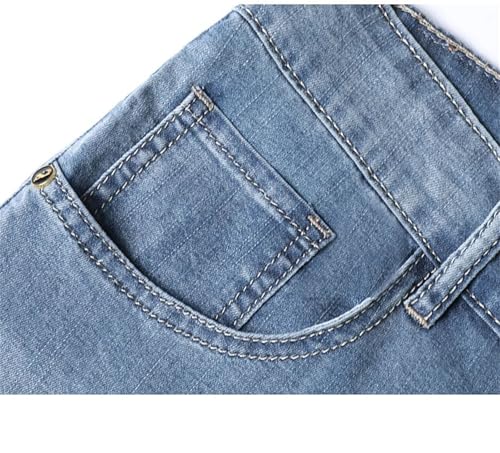 Men's Regular Fit Blue Jeans Classic Thin Straight Loose Stretch Comfort Denim Pants3