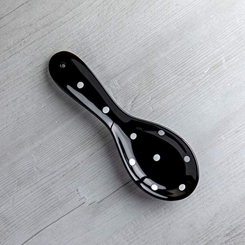 City To Cottage 8541953783 Spoon Rest For Stove Top, Large Ceramic Spoon Holder For Kitchen Counter, Cooking Utensil Rest For Countertop, Handcrafted Black And White Polka Dot Spoon Rest thumb #5